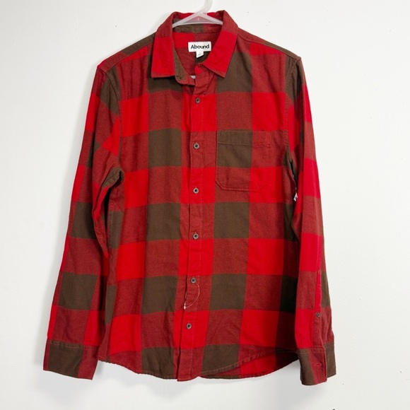 NEW Abound Flannel Shirt Mens Size Small Red Brown Buffalo Check Plaid Button Up - Picture 1 of 10